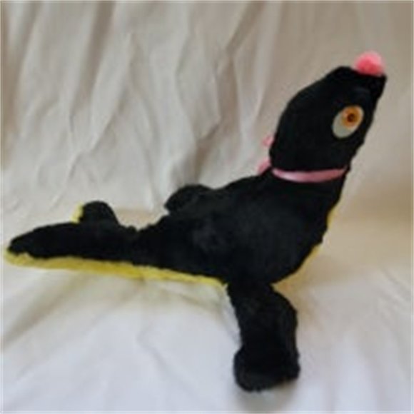 Seal black and yellow plush vintage doll